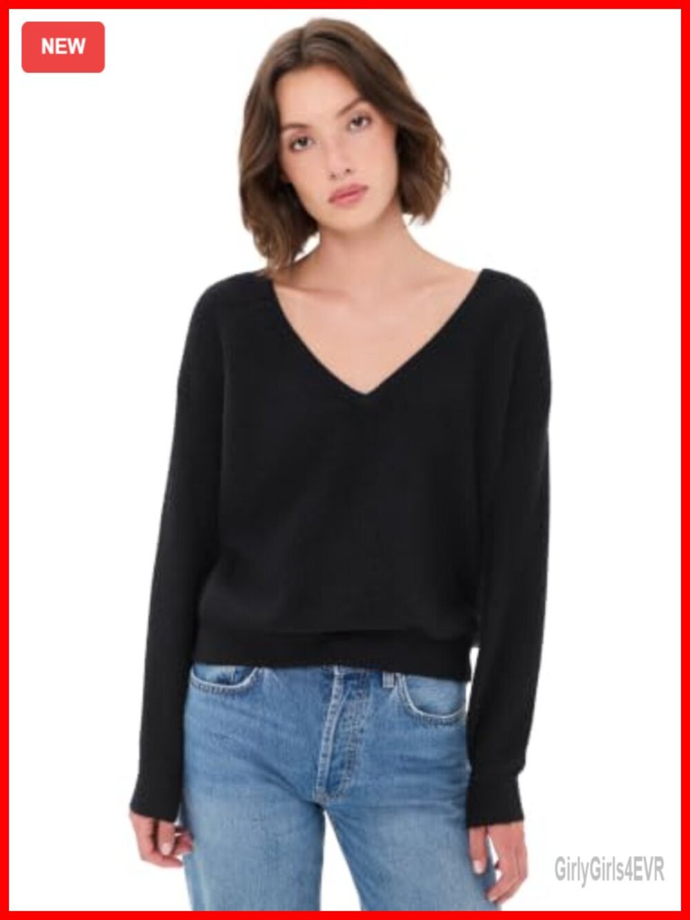 Relaxed Fit Lightweight Ribbed Knit V-Neck Pullover Sweater